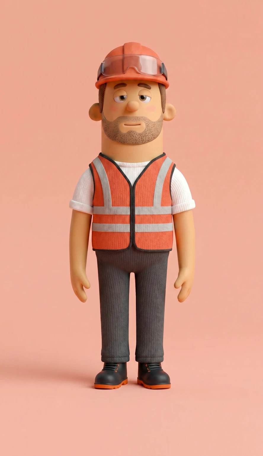 3D animatie karakter bouwvakker in oranje vest, AI video maken voor bedrijfsvideo