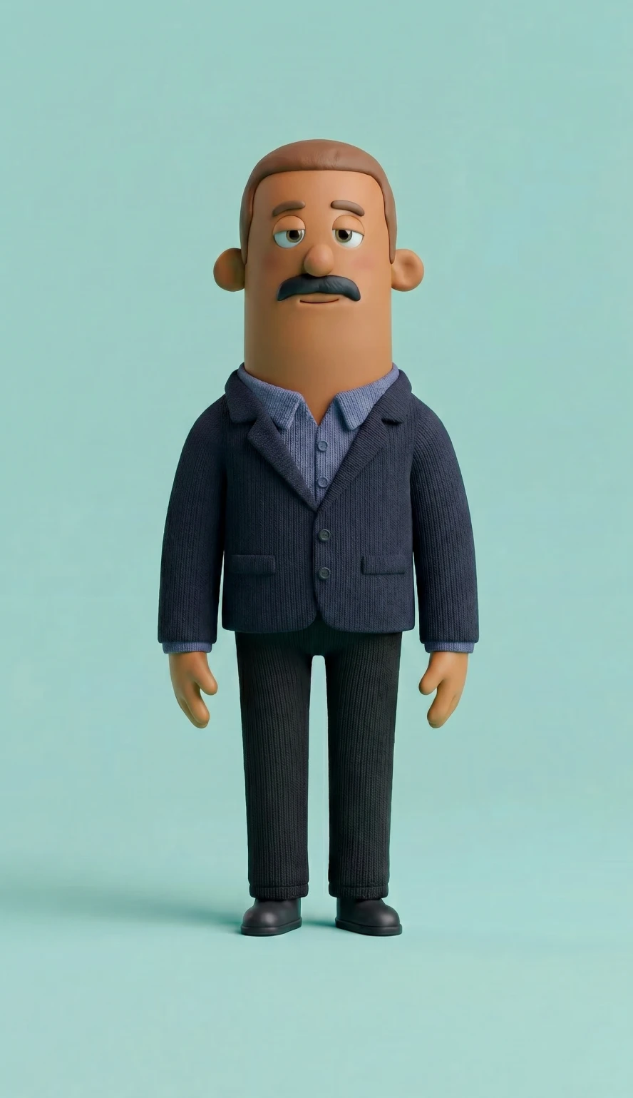 3D animatie karakter man in donkerblauw pak, explainer video laten maken met AI